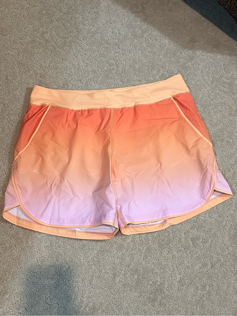 NEW Lands' End Peach-to-Pink Ombre Athletic Shorts